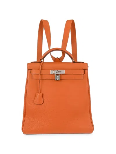 Pre-owned Hermes 2001 Gm Kelly Togo A Dos Backpack In Orange