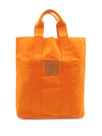 Pre-owned Hermes 2001 Hawaii French Festival Fourre Tout Cabas Tote Bag In Orange