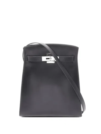 Pre-owned Hermes 2001 Mm Kelly Sports Leather Shoulder Bag In Black