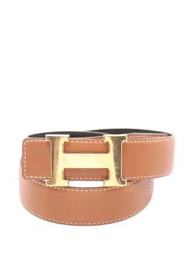 Pre-owned Hermes 2001 Reversible Buckle Belt In Neutral
