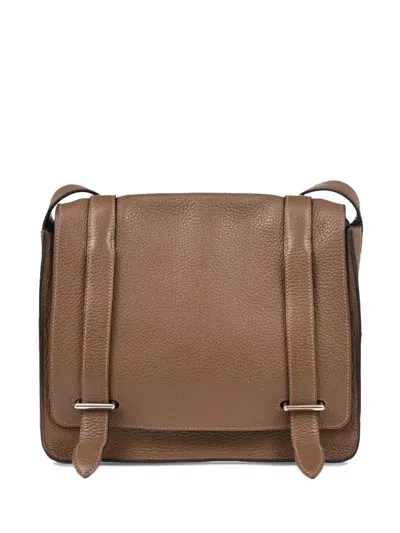 Pre-owned Hermes 2001 Steve Caporal 27 Taurillon Clemence Shoulder Bag In Brown