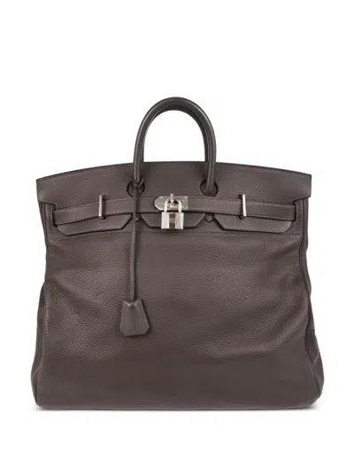 Pre-owned Hermes 2001 Togo Haut À Courroies 50 Tote Bag In Brown