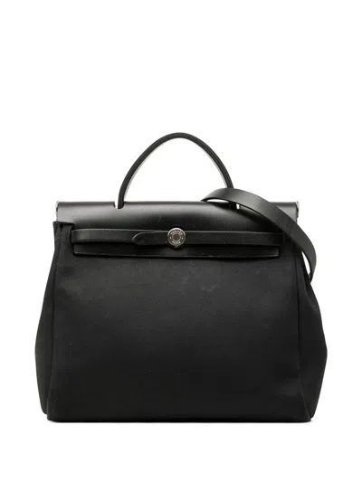 Pre-owned Hermes 2001 Toile Herbag Pm Satchel In Black