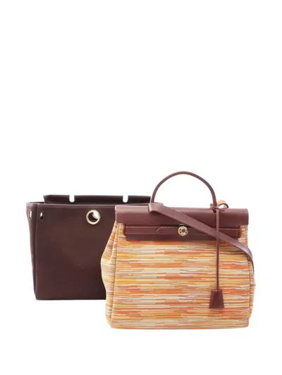 Pre-owned Hermes 2001 Vibrato Herbag Pm Satchel In Neutrals