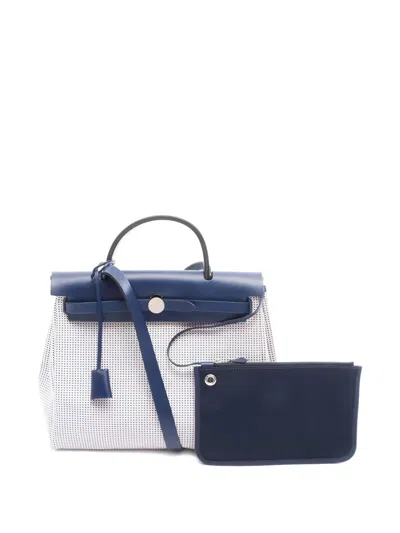 Pre-owned Hermes 2001 Zip Leather Herbag Handbag In Neutral