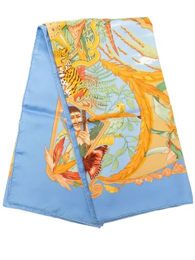 Pre-owned Hermes 2001-2026 Amazonia Silk Scarf 90 Scarves In Blue