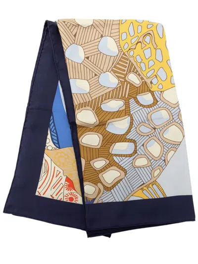 Pre-owned Hermes 2001-2026 Grands Fonds Ii Silk Scarf 90 Scarves In Multicolour