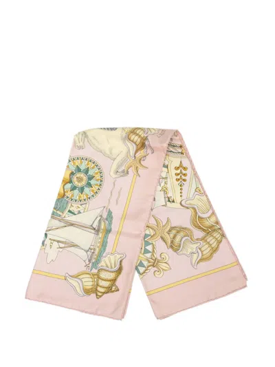 Pre-owned Hermes 2001-2026 L Air Marin Silk Scarf 90 Scarves In Pink