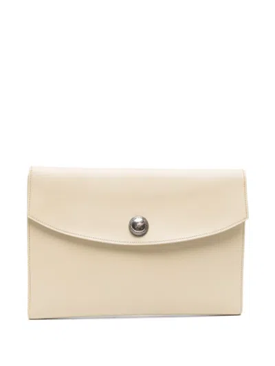 Pre-owned Hermes 2001s Press-stud Clutch Bag In Neutrals