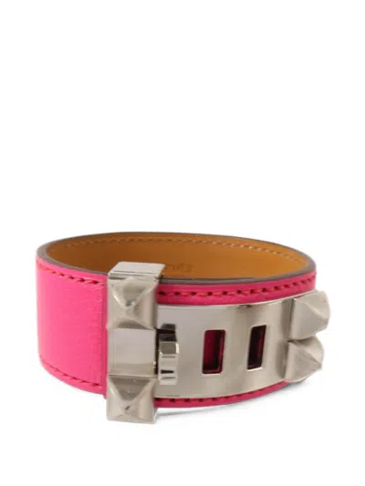 Pre-owned Hermes 2002 24 Collier De Chien Bangle-buckle Bracelet In Purple