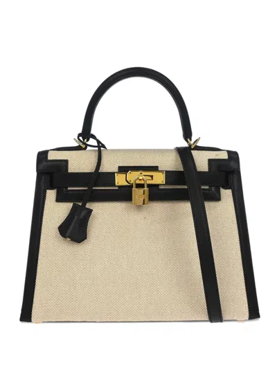 Pre-owned Hermes 2002 28 Kelly Tote Bag In Neutral