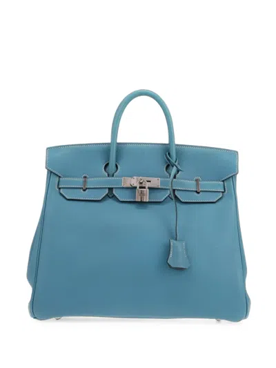 Hermes 2002 32 Haut À Courroies Tote Bag In Blue
