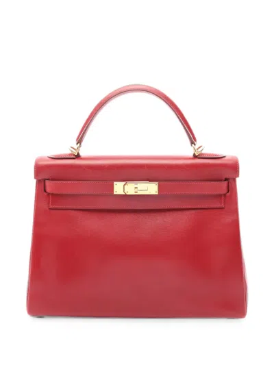 Pre-owned Hermes 2002 32 Kelly Tote Bag In Red