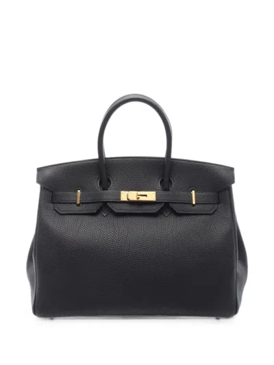 Pre-owned Hermes 2002 35 Birkin Handbag In Black