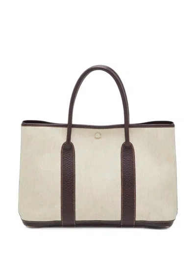 Pre-owned Hermes 2002 36 Garden Party Shoulder Bag In Neutrals