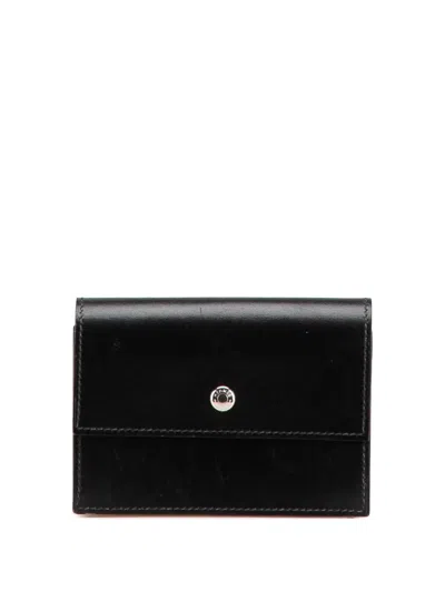 Pre-owned Hermes 2002 Box Calf Card Holder In Black
