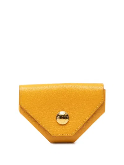 Pre-owned Hermes 2002 Chevre Mysore Le 24 Coin Pouch In Yellow