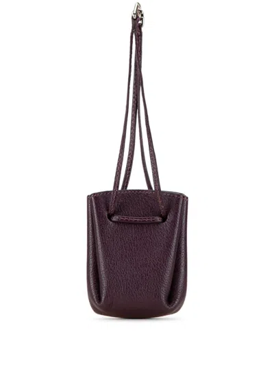 Pre-owned Hermes 2002 Courchevel Vespa Pouch In Purple