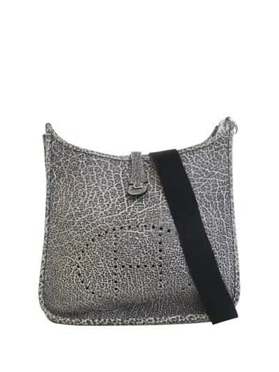 Pre-owned Hermes 2002 Dalmatian Buffalo Evelyne I 29 Crossbody Bag In Grey