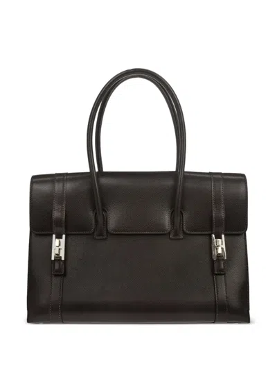 Pre-owned Hermes 2002 Drag 32 Leather Handbag In Brown