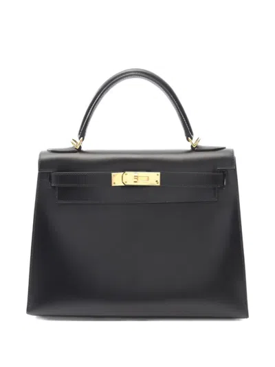 Pre-owned Hermes 2002 Kelly 28 Handbag In Black
