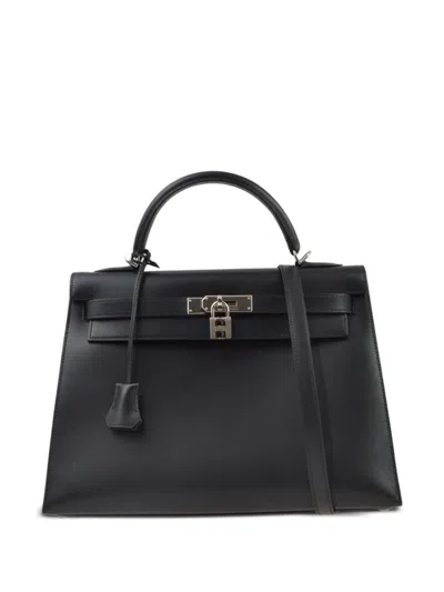 Pre-owned Hermes 2002 Kelly 32 Sellier Two-way Handbag In Black