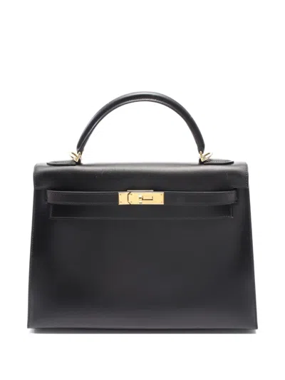 Pre-owned Hermes 2002 Kelly 32 Tote Bag In Black