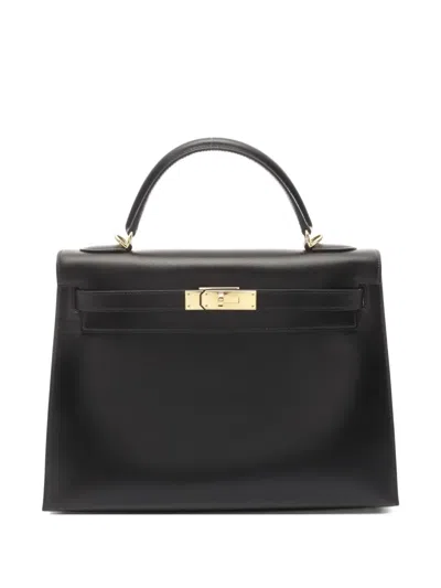 Pre-owned Hermes 2002 Kelly 32 Two-way Handbag In Black