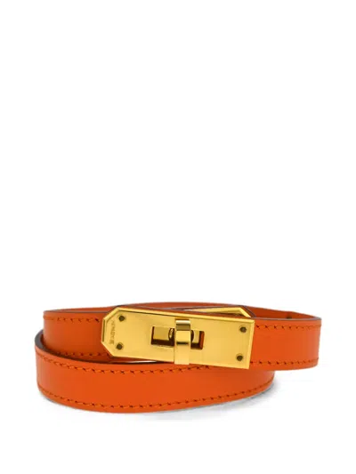 Pre-owned Hermes 2002 Kelly Double Tour Bracelet In Gold
