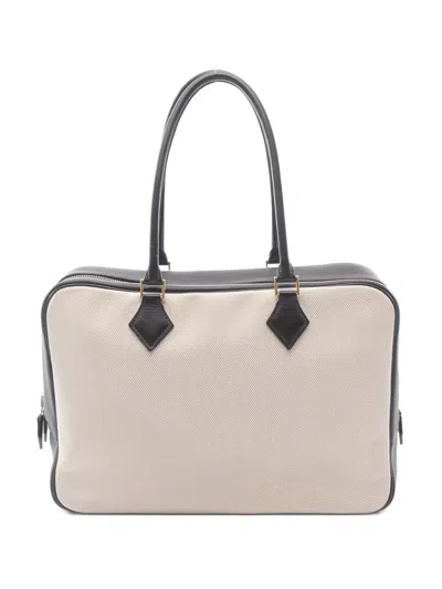 Pre-owned Hermes 2002 Plume 32 Leather Tote Bag In Neutral