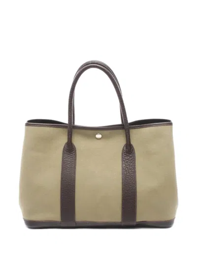 Pre-owned Hermes 2002 Pm Garden Party Tote Bag In Green