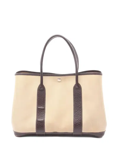 Pre-owned Hermes 2002 Pm Garden Party Tote Bag In Neutral