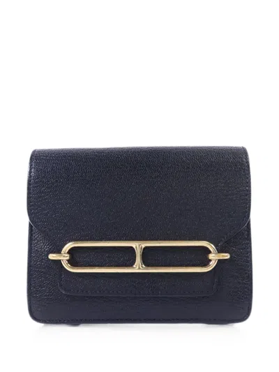 Pre-owned Hermes 2002 Roulis Slim Wallet In Black