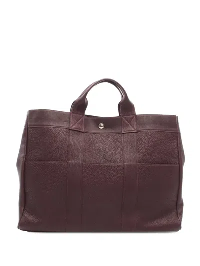 Pre-owned Hermes 2002 Togo Fourre Tout Mm Tote Bag In Purple