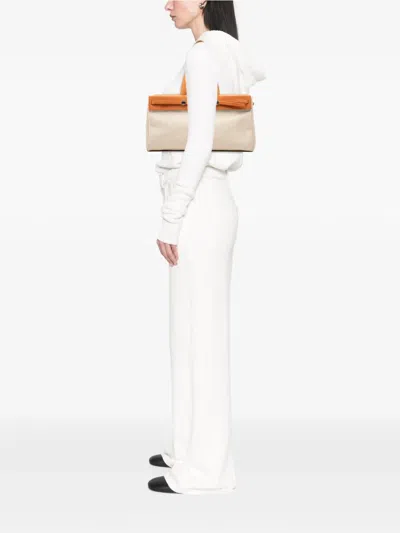 Pre-owned Hermes 2002 Toile Herbag Cabas Mm Tote Bag In Brown