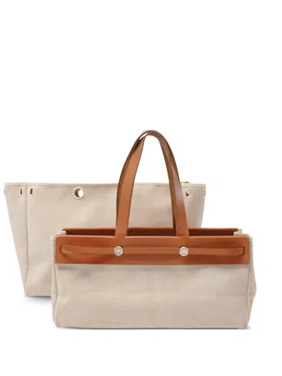 Pre-owned Hermes 2002 Toile Herbag Gm Tote Bag In Neutrals