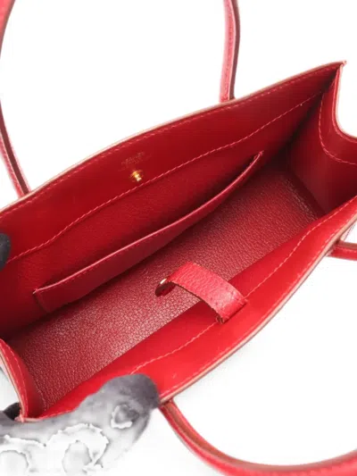 Pre-owned Hermes 2002 Tpm White Bus Handbag In Red