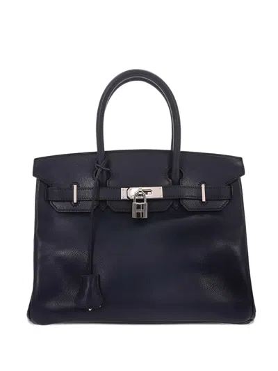 Pre-owned Hermes 2003 30 Birkin Leather Tote Bag In Blue