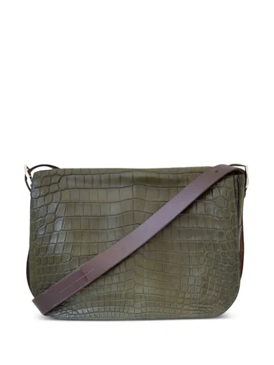 Pre-owned Hermes 2003 Barda Crossbody Bag In Green