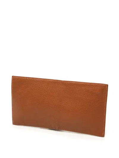 Pre-owned Hermes 2003 Chevre Mysore Slim Pouch In Brown
