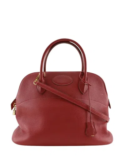 Pre-owned Hermes 2003 Clemence Bolide 35 Satchel In Red