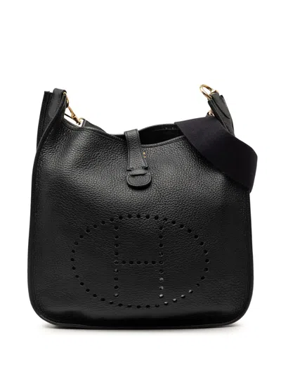 Pre-owned Hermes 2003 Clemence Evelyne I Pm Crossbody Bag In Black
