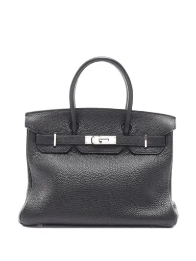 Pre-owned Hermes 2003 Clemence Leather Birkin Handbag In Black