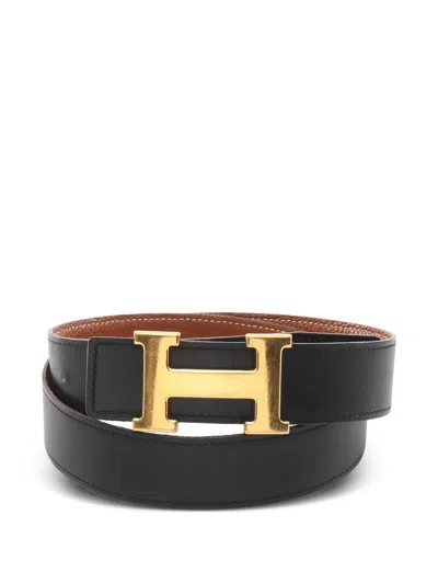 Pre-owned Hermes 2003 Constance H-belt Leather Belt In Black