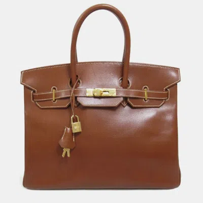 Pre-owned Hermes 2003 Courchevel Birkin 35 In Brown