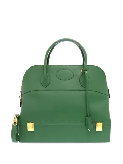 Pre-owned Hermes 2003 Courchevel Bolide Macpherson Satchel In Green