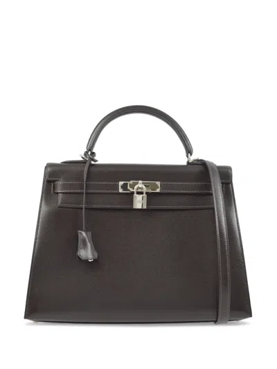 Pre-owned Hermes 2003 Kelly 32 Sellier Two-way Handbag In Brown