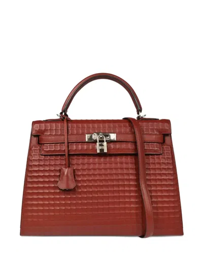 Pre-owned Hermes 2003 Kelly 32 Tote Bag In Red