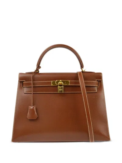 Pre-owned Hermes 2003 Kelly 32 Two-way Bag In 褐色