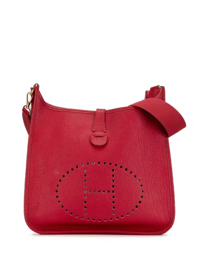 Pre-owned Hermes 2003 Taurillon Clemence Evelyne I Gm Crossbody Bag In Red